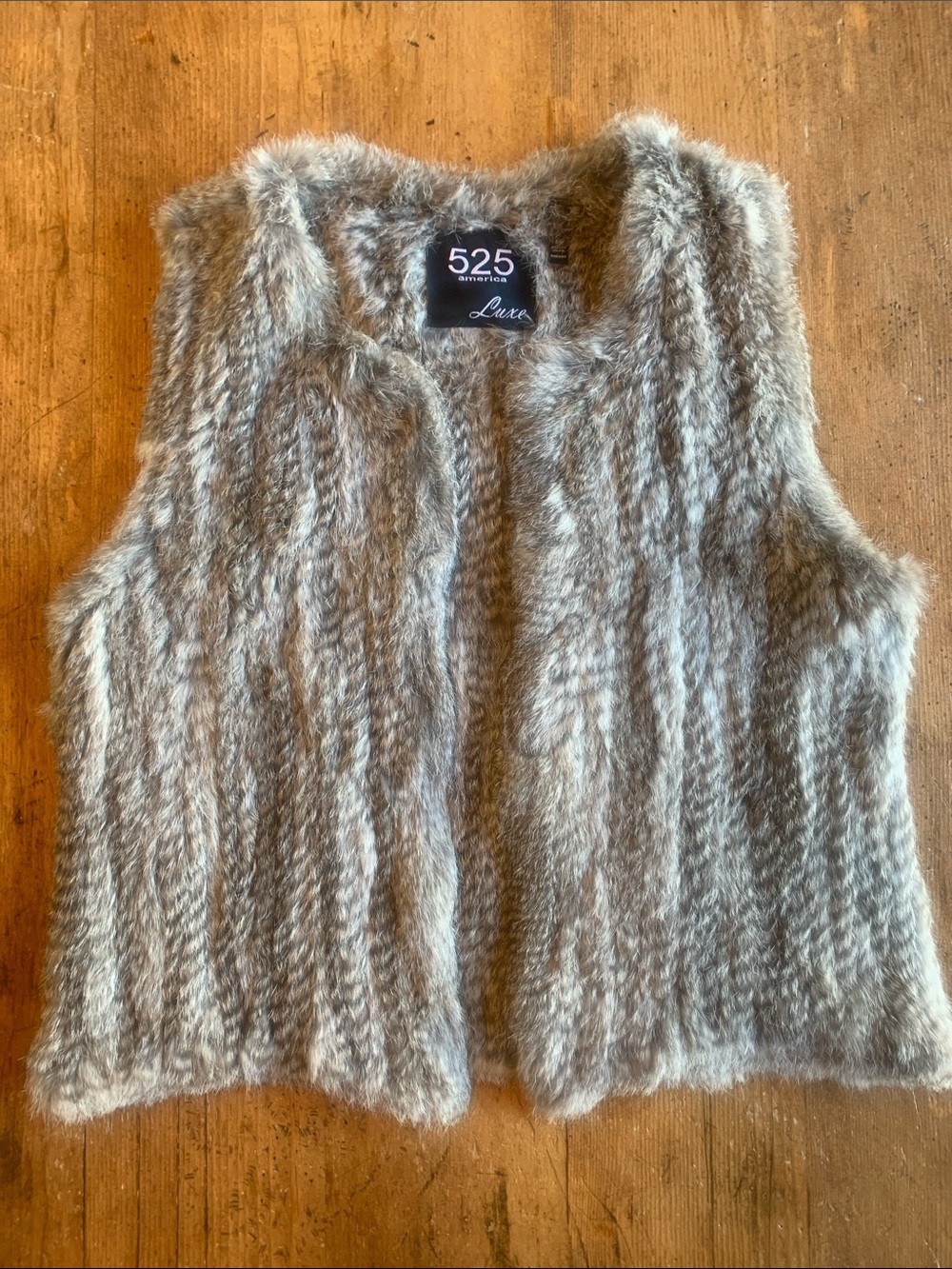 525 America Taupe-Gray Faux Fur Knit Vest